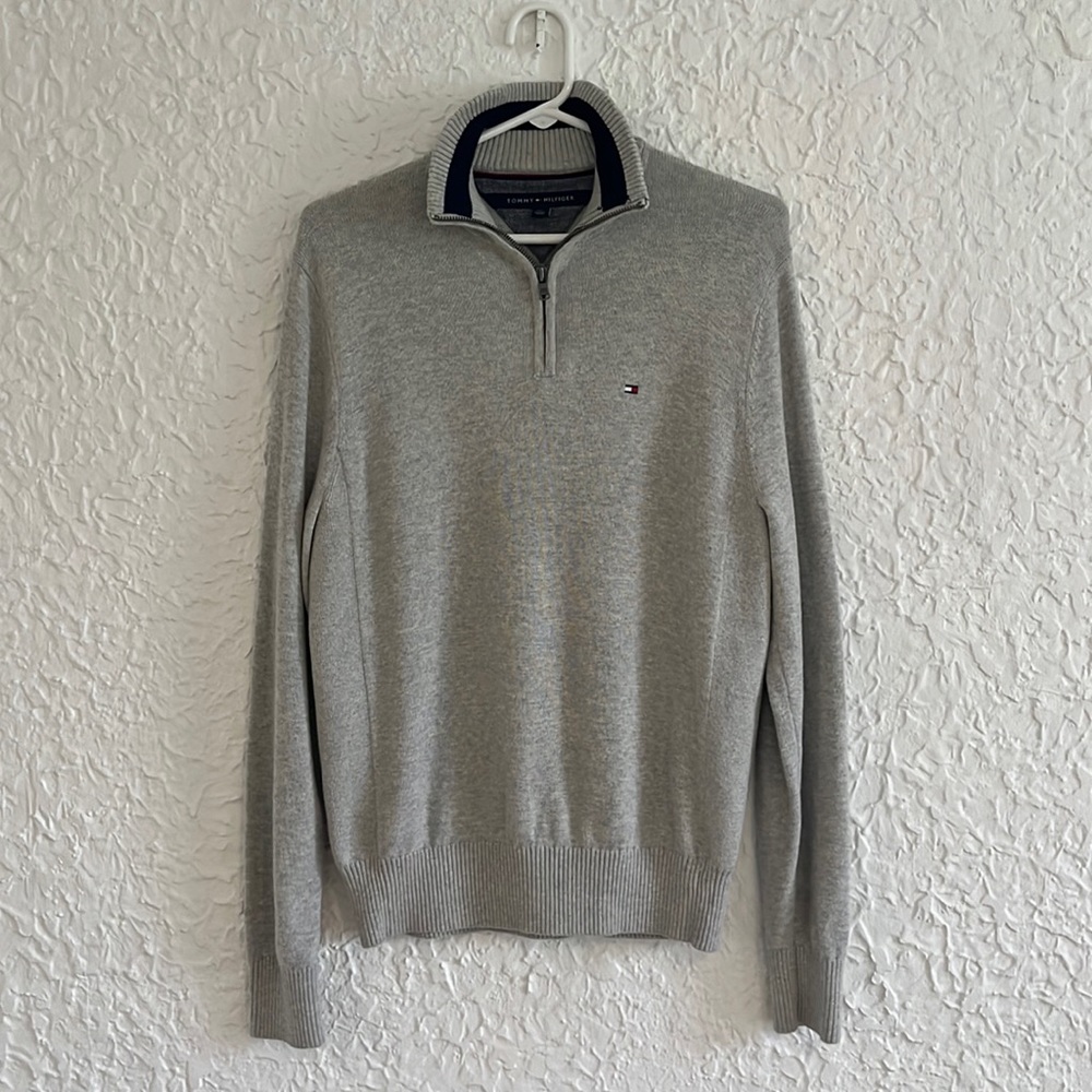 Tommy Hilfiger Men 1/2 Half Zip Mock Turtle Neck Solid Sweater